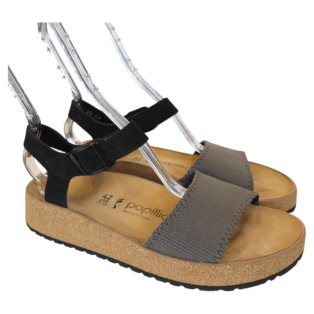 Birkenstock Papillio Glenda Sandals 42 US 11 Black Gray Platform Ankle Strap